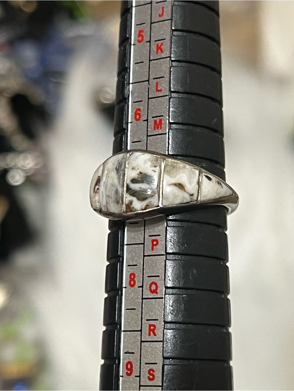 Sterling Native American Buffalo Stone Ring - Picture 11 of 12